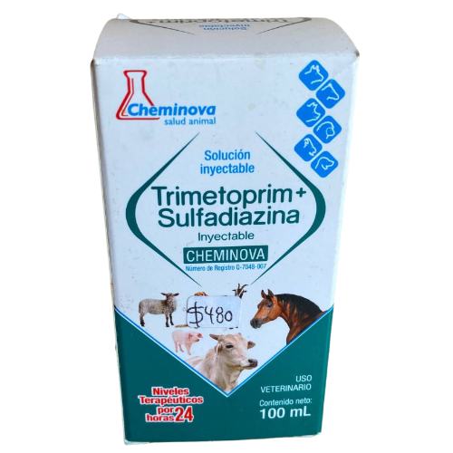Trimetoprim + Sulfadiazina Inyectable marca Cheminova 100 ml