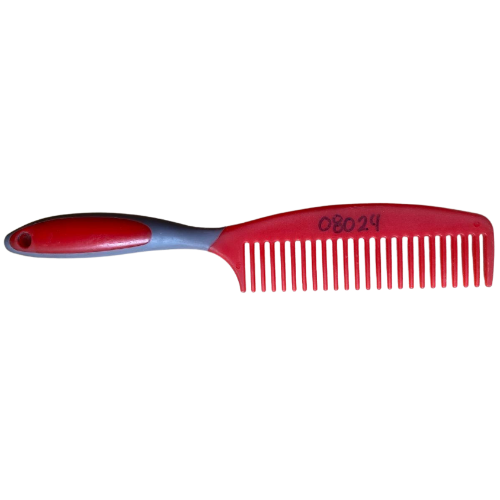 Peine de plastico con mango rojo