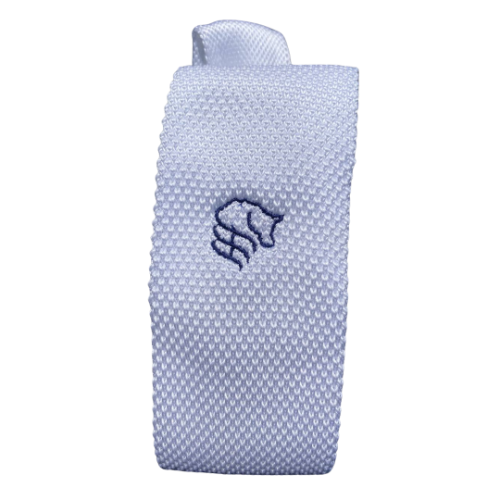 Corbata tejida blanca con bordado marca Cavalli
